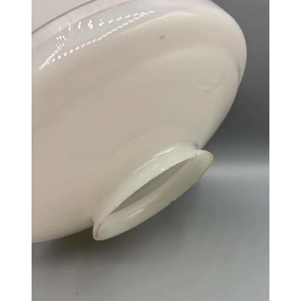 Vtg White Glass Ceiling Light Fixture Shade Red Stripe‎ Replacement Globe Lamp